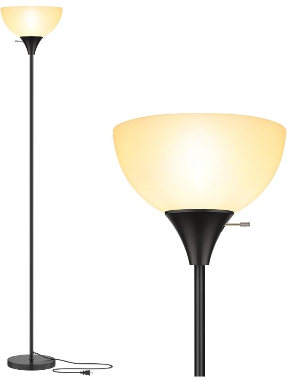 New Floor Lamp, LED Standing Lamps with White Plastic Shade